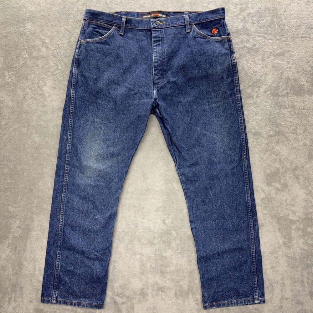 Wrangler Flame Resistant Jeans Men 40x30 Blue Fire FR Denim Workwear Cat 2